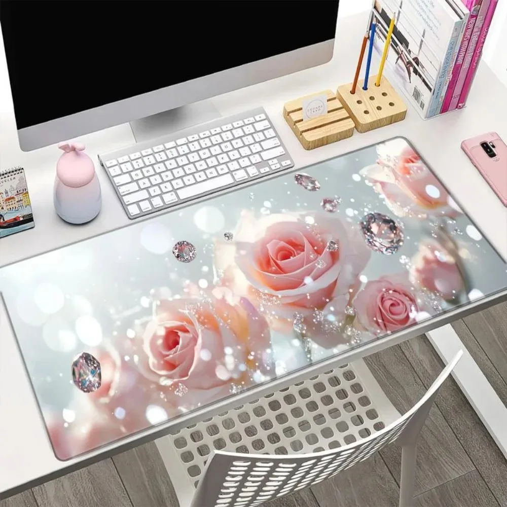 CIFBUY Rose Pattern Gaming Mouse Pad Extended Desk Mat Non Slip Rubber Base Smooth Surface Office Desktop Keyboard Rug Mat