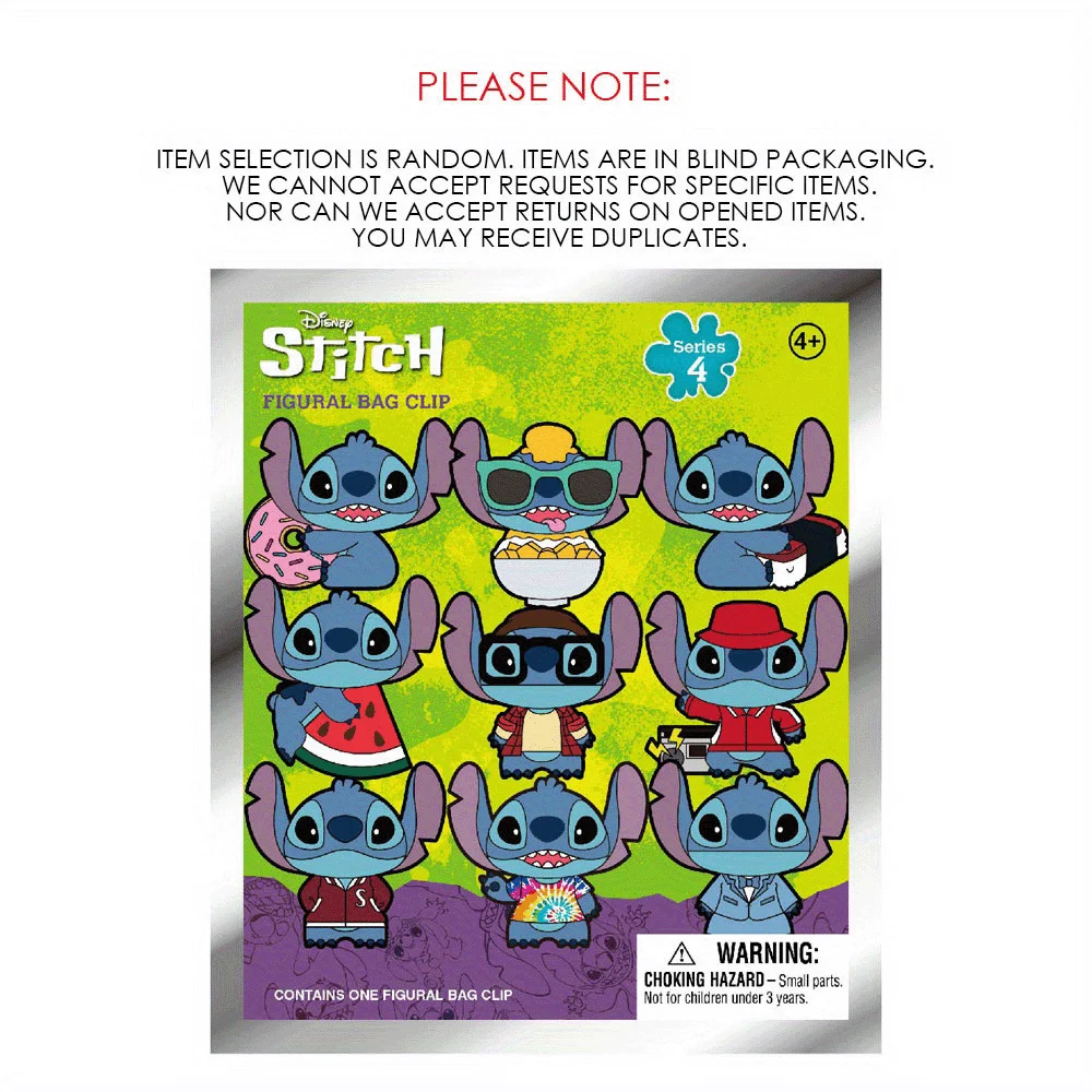 พวงกุญแจตัวละครอนิเมะแบบกล่องสุ่มลิขสิทธิ์แท้จากสติทช์  พร้อมคลิปหนีบกระเป๋า  ของขวัญ 1 ชิ้น ดิสนีย์