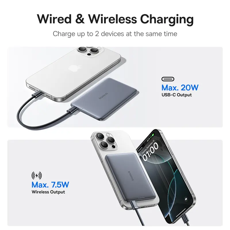 Power bank in use with a smartphone