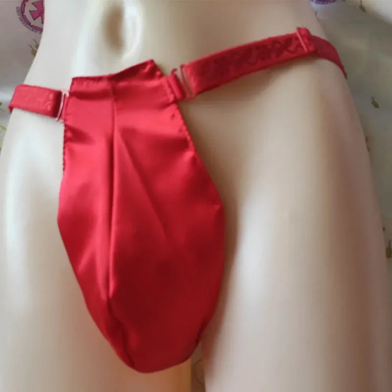 

Man's Sexy Red Light Weight Solid Color Silky Soft T-briefs Through Low Waist Panties BF Private Party Sexy Costumes Panty