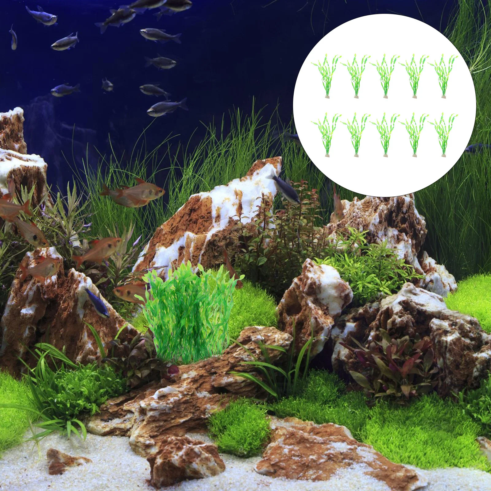 

10Pcs Artificial Aquarium Plants Realistic Fish Tank Grass Decor Lifelike Resin Kelp Water Plant Landscape Props