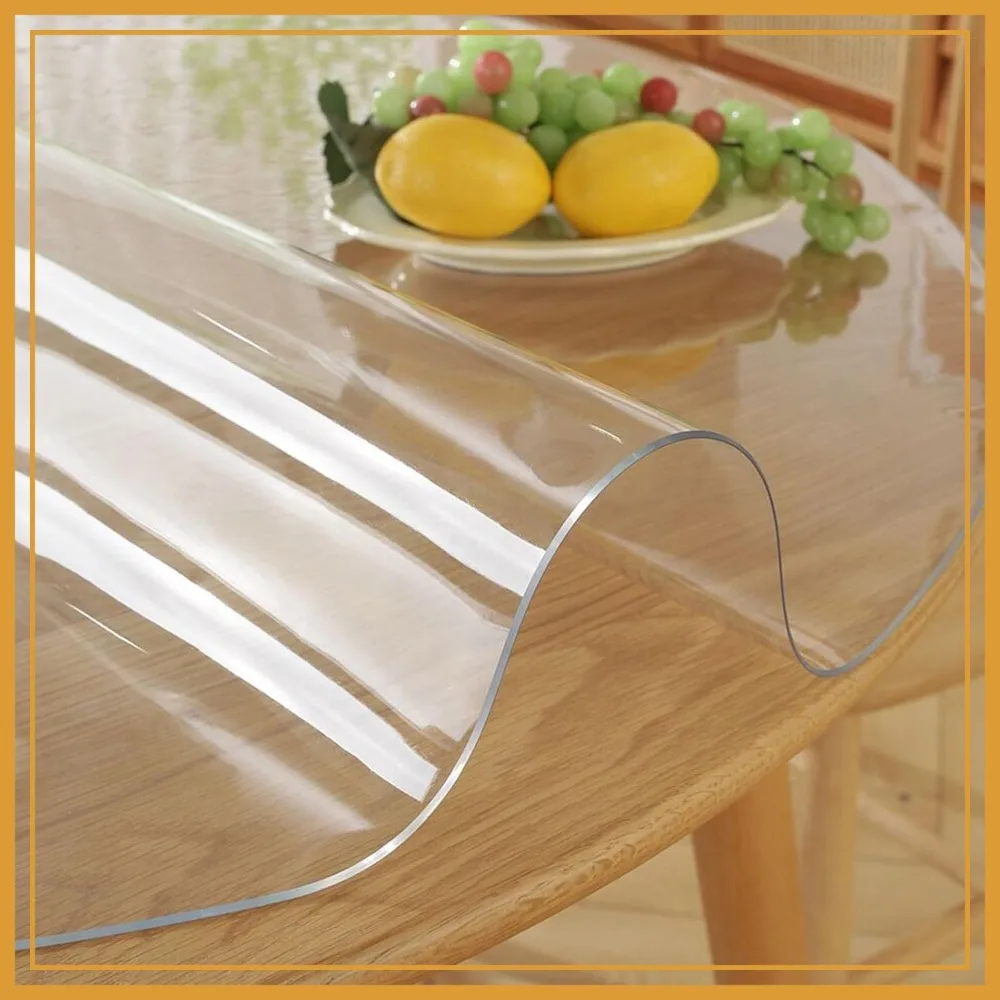 

72 Inch Clear Round Table Cover Protector 1.5mm Thick Waterproof PVC Vinyl Tablecloth for Dining Room Furniture