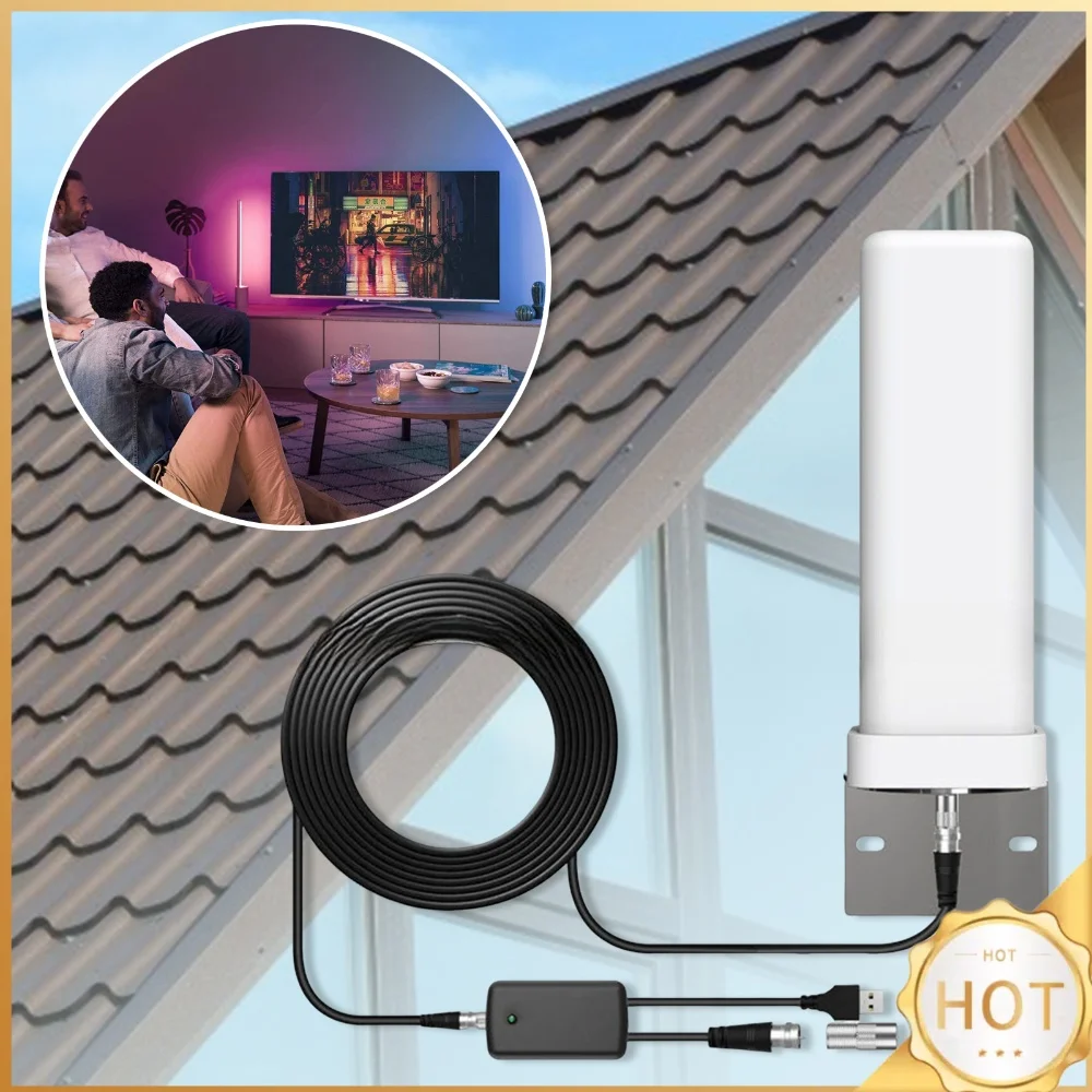600 Miles Outdoor Digital TV Antenna Wear Resist Signal Amplified TV Antenna HD 4K Digital TV Antenna for HDTV with DAB/FM Radio