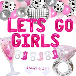Hot Pink Silver Western Cowgirl Let's Go Girls Bachelorette Party Decoration Hot Pink Nashville Bridal Shower Bachelorette