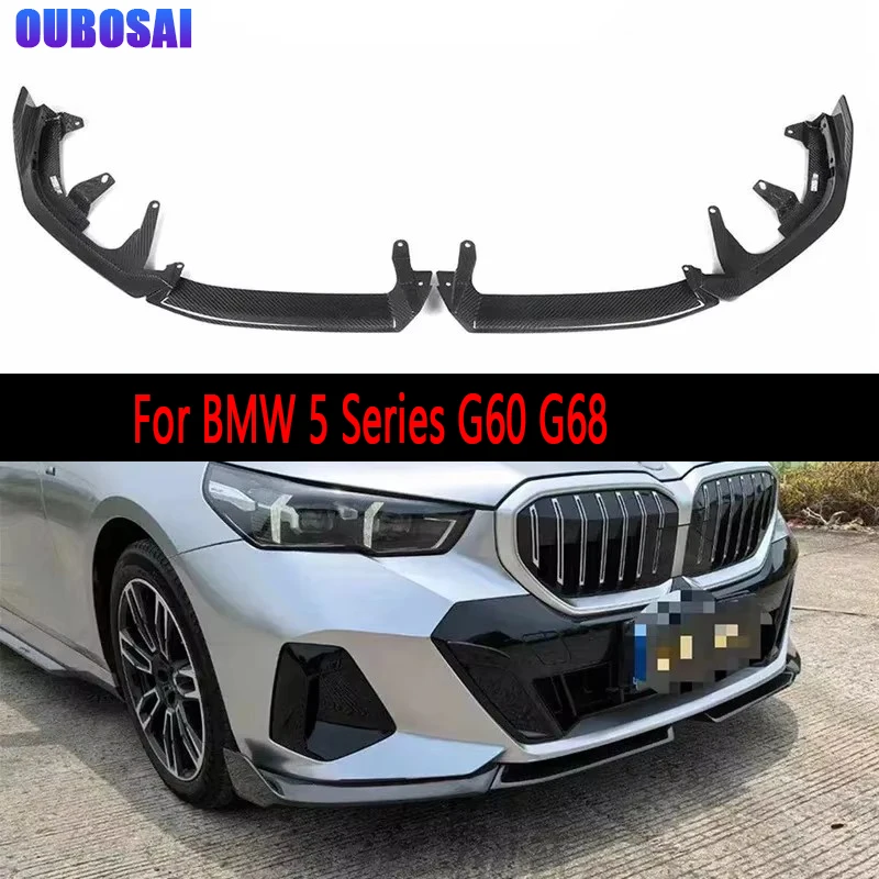 

For BMW 5 Series G60 G68 Carbon Fiber Front lip Car Front Bumper Diverter Spoiler Diffuser Front lip chin body kit
