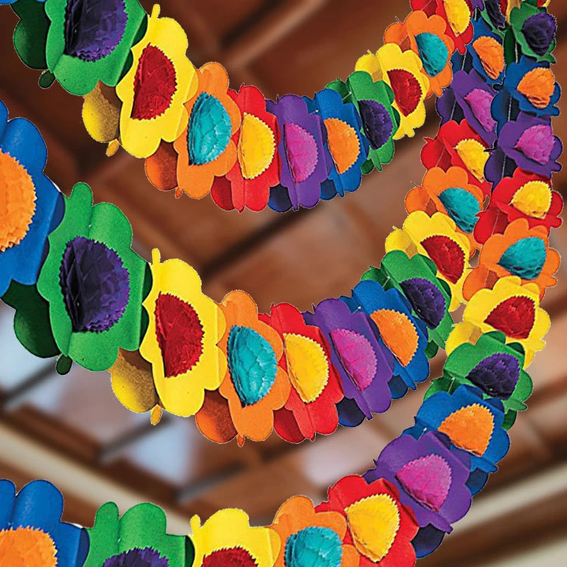 3m Hawaiian Party Paper Flower Banner Garland 3D Festival Party Banner Summer Tropical Party Hawaii Luau Wedding Decoration