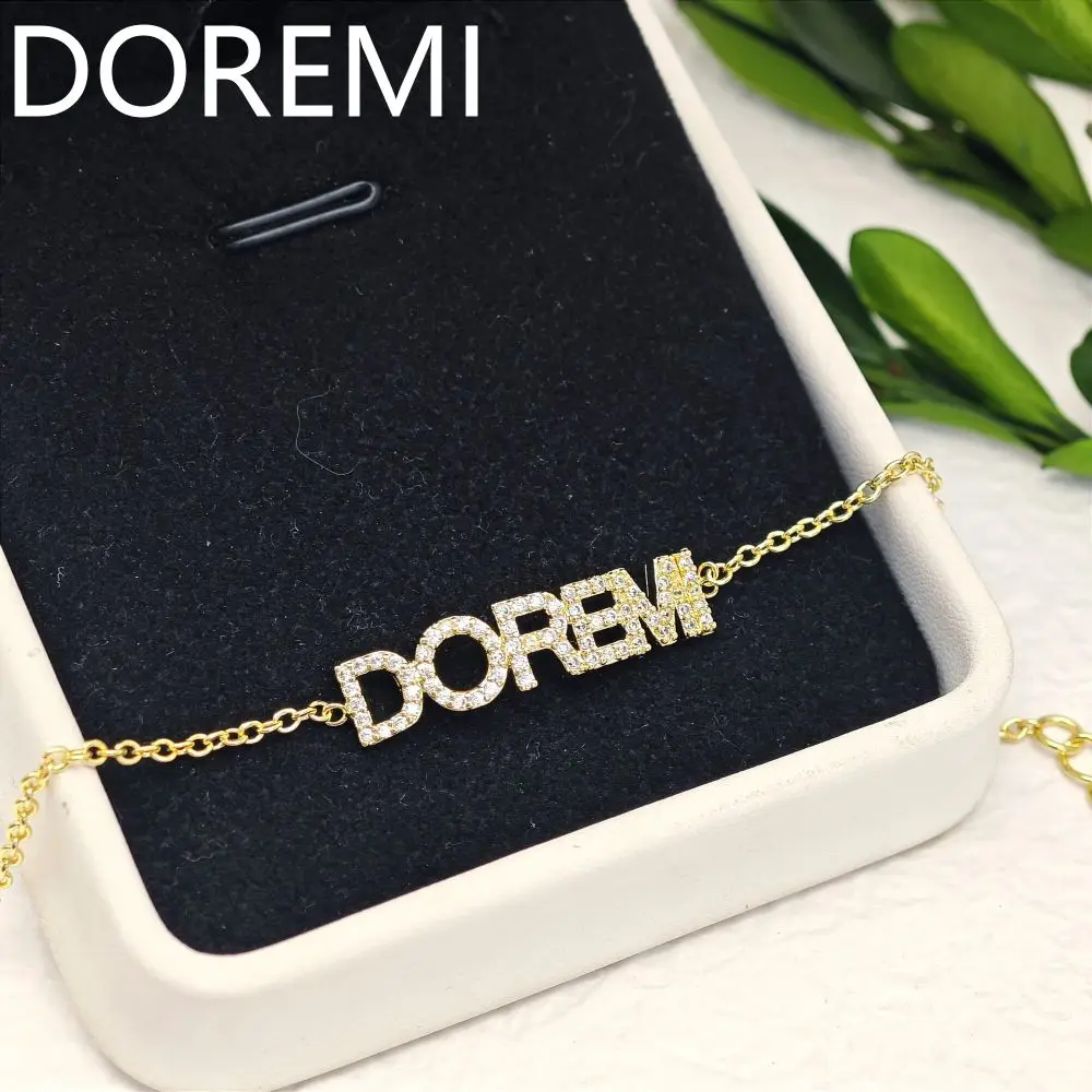 DOREMI 6mm Name CZ Crystal Bracelet Custom Private Date Name Letters Bracelet Dainty Gift Jewelry Women Bracelet