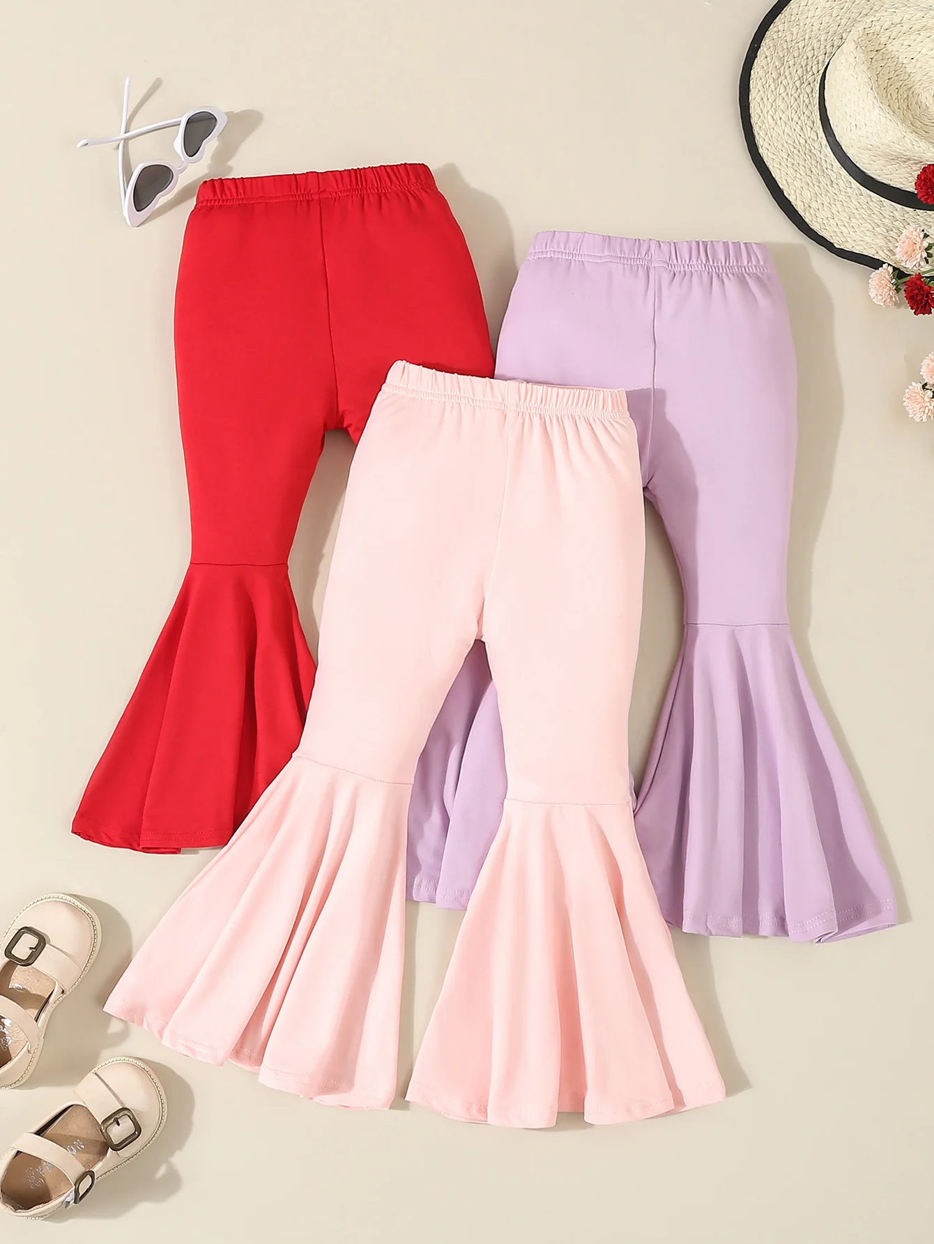 Autumn Kids Girls Clothing Solid Color Bell-bottoms Elastic Waist Flared Trousers Leggings Toddler Infant Girl\'s Clothing