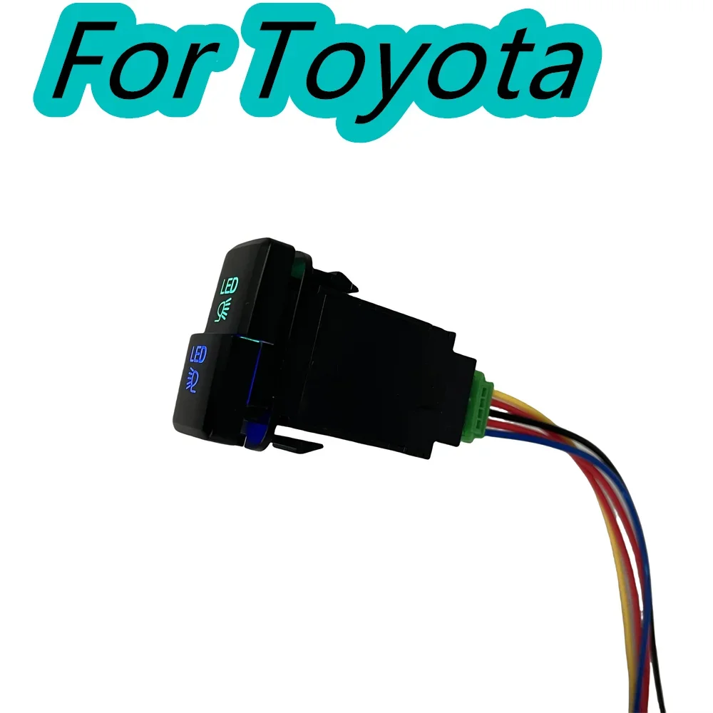 Fog Light Switch Dual Buttons FOR Toyota Prius FJ Cruiser Land Cruiser 100-series Tacoma 4Runner 12V Blue Green Indicator LED