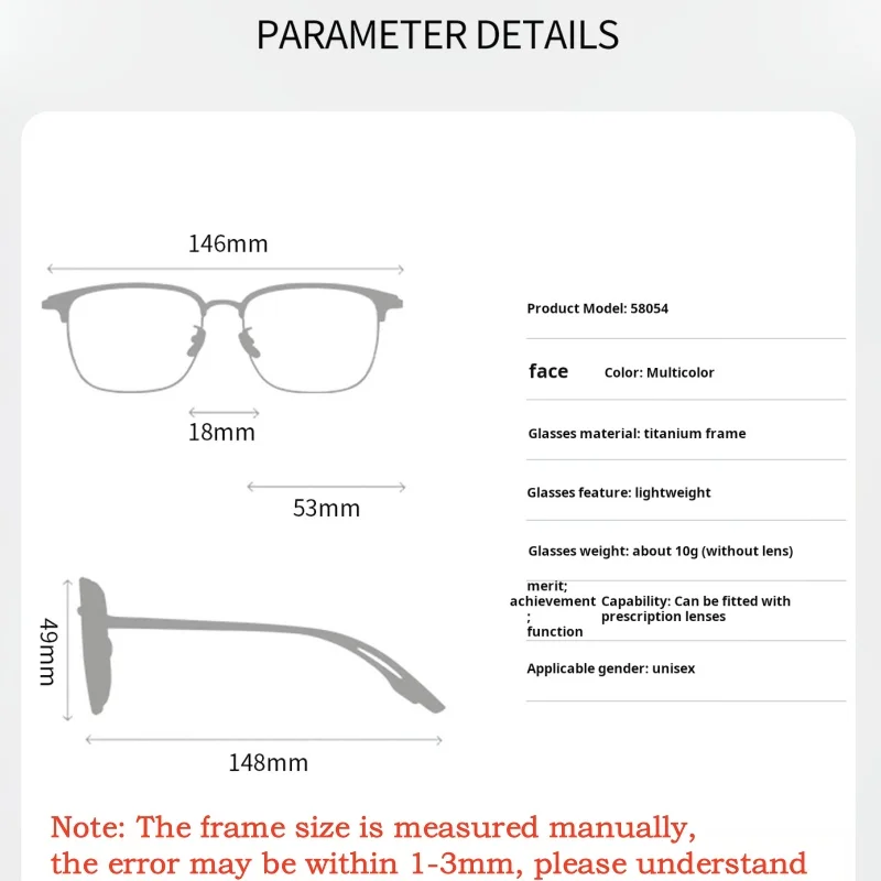MOMOJA Ultra-Light Alloy Multi-Sided Round Big Size Frame Fashion Exquisite High-Quality Optical Prescription Glasses 58054
