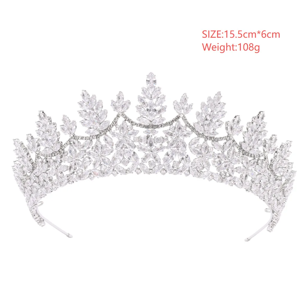 Zirconia CZ Wedding Crowns For Queen Princess Bridal Tiara Crown For Pageant Women Diadem Bride Wedding Hair Jewelry Headdress