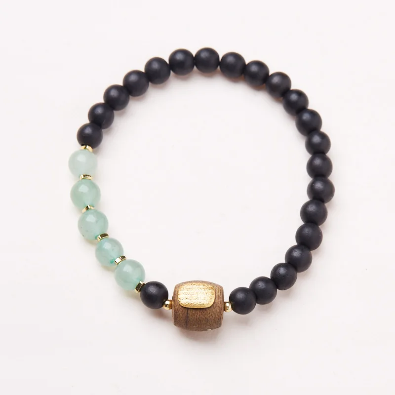 

Half Water Half Soil Agarwood Green Aventurine Five Sutra Bracelet Niche Premium Prayer Beads Gifts