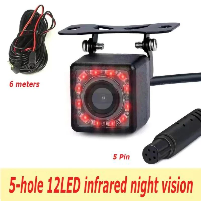 

Car rear tachograph single camera Car 8LED reverse camera infrared HD vision with light perforated rear image 5 pin