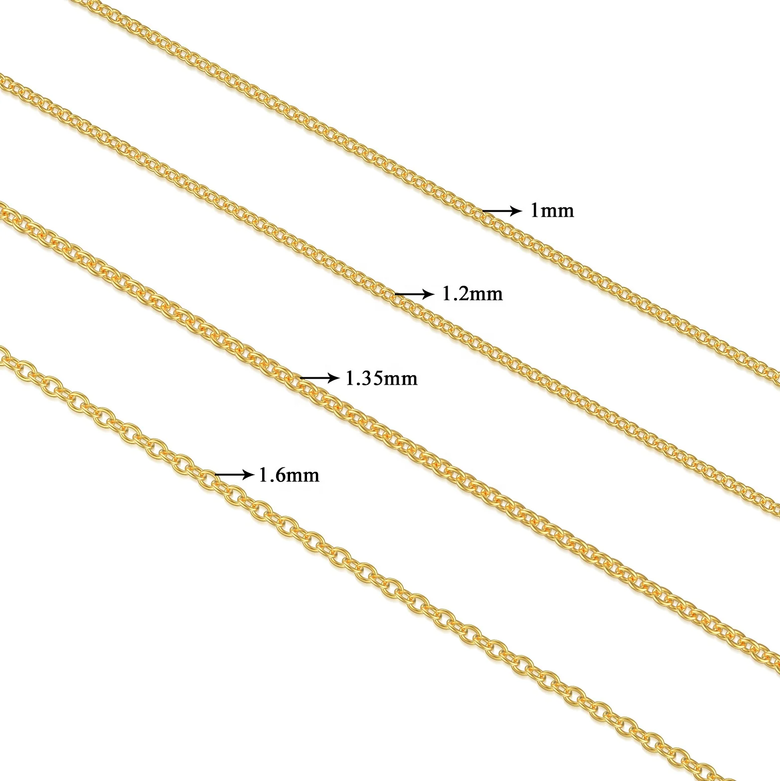 

1mm 1.2mm 1.35mm 1.6mm Durable Strong Solid 14k Gold Chain Necklace With Spring Clasp Jewelry Making Necklace