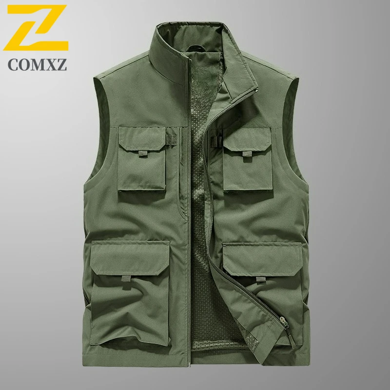 Men Fishing Gilet 2025 New Lightweight Outdoor Multi Pocket Sleeveless Waistcoat Apparel Sporty Casual Adventure Breathable Vest