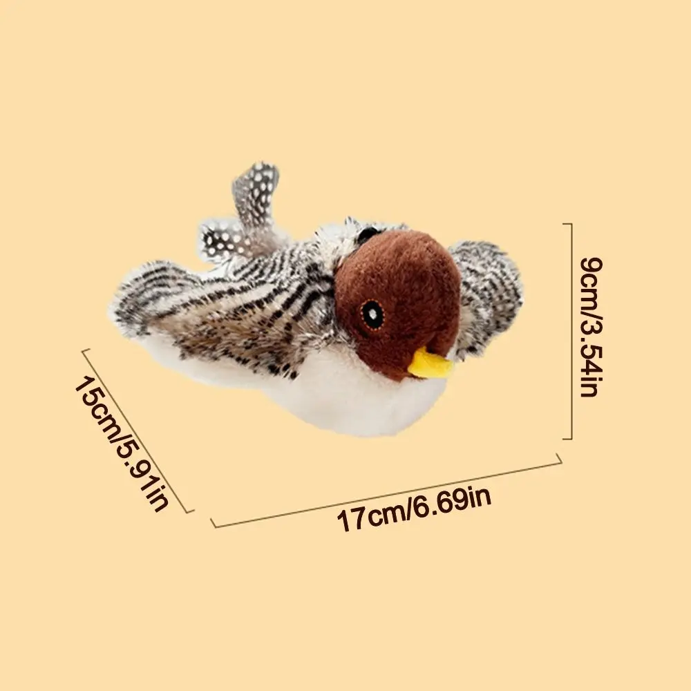 Flapping Bird Sparrow Cat Toy Interactive USB Rechargeable Flying Bird Cat Toys Vivid Chirping Touch-Activated