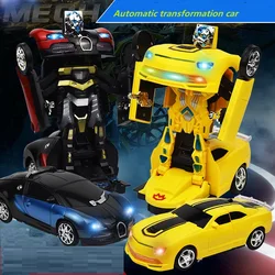 Electric transformable car flash light sound effects automatic transformation children's toys birthday gift