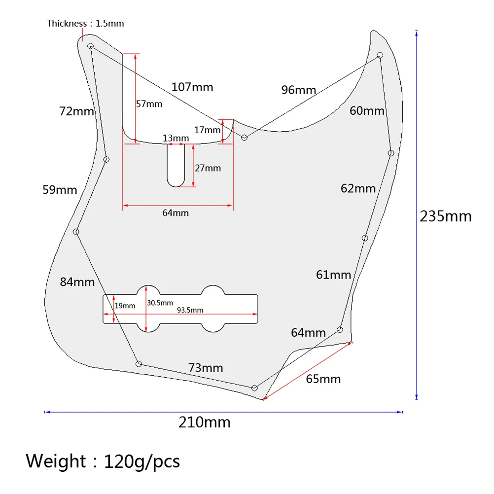 

Aluminum Alloy Guitar 10 Holes Protective Plate Pickup Accessories Anti Scratch Durable Easy Install Guitar Parts