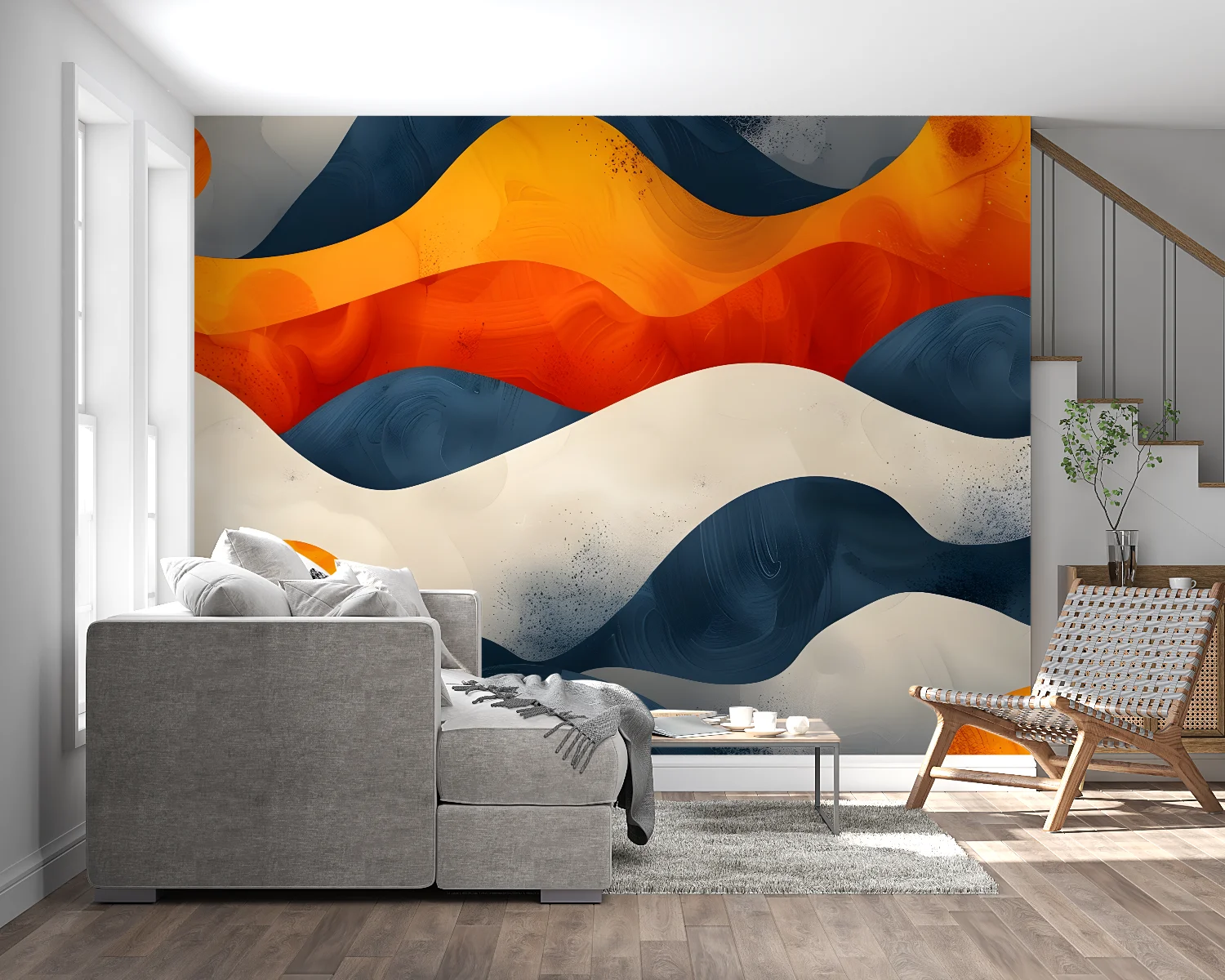 Custom wallpaper stereo modern fashion Blue Orange Art Geometry Photo mural background Stickers wall papers home decor