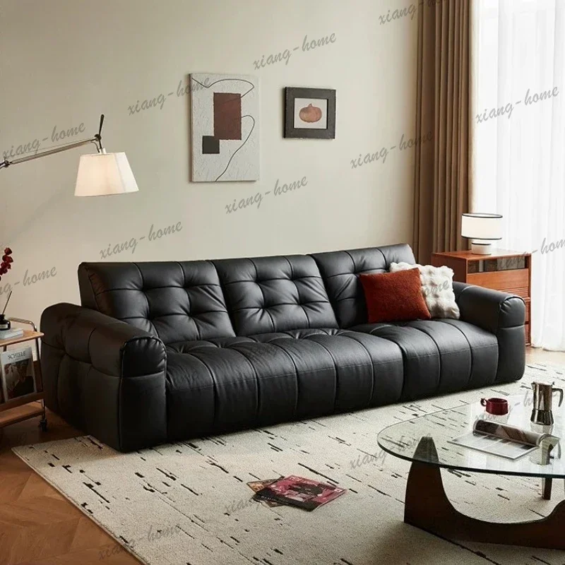 LSModern medieval style black big black bear leather sofa living room sofas and seating couch Comfortable lazy sofas furniture
