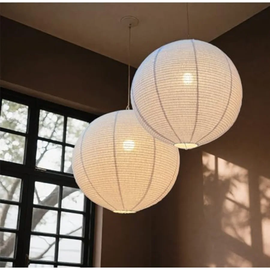 

2 шт. подвесных абажура для лампы, которые могут заменить большие бумажные фонари, 20-дюймовый льняной абажур для подвесного светильника, круглый, молочно-белый, ручной работы, из ткани.