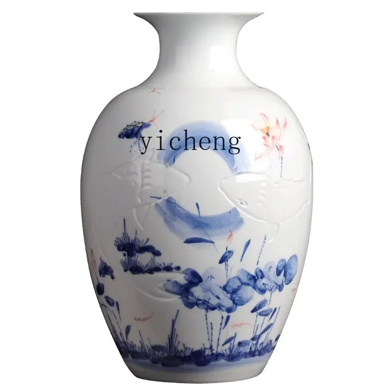 t-20  Ceramic Vase Hand-painted Thin Body Half Knife Clay Home Living Room Company Light Luxury Decoration