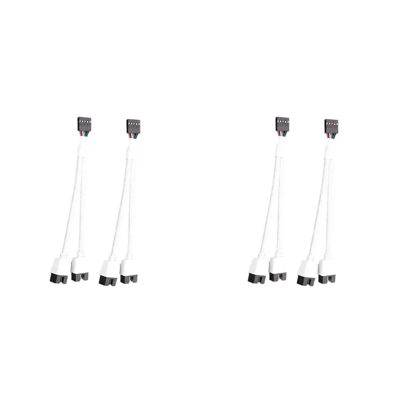 A01K-4Pcs Computer Motherboard USB 2.0 9 Pin To Dual 9 Pin Extension Cable Y Splitter Audio HD Extension Cable White