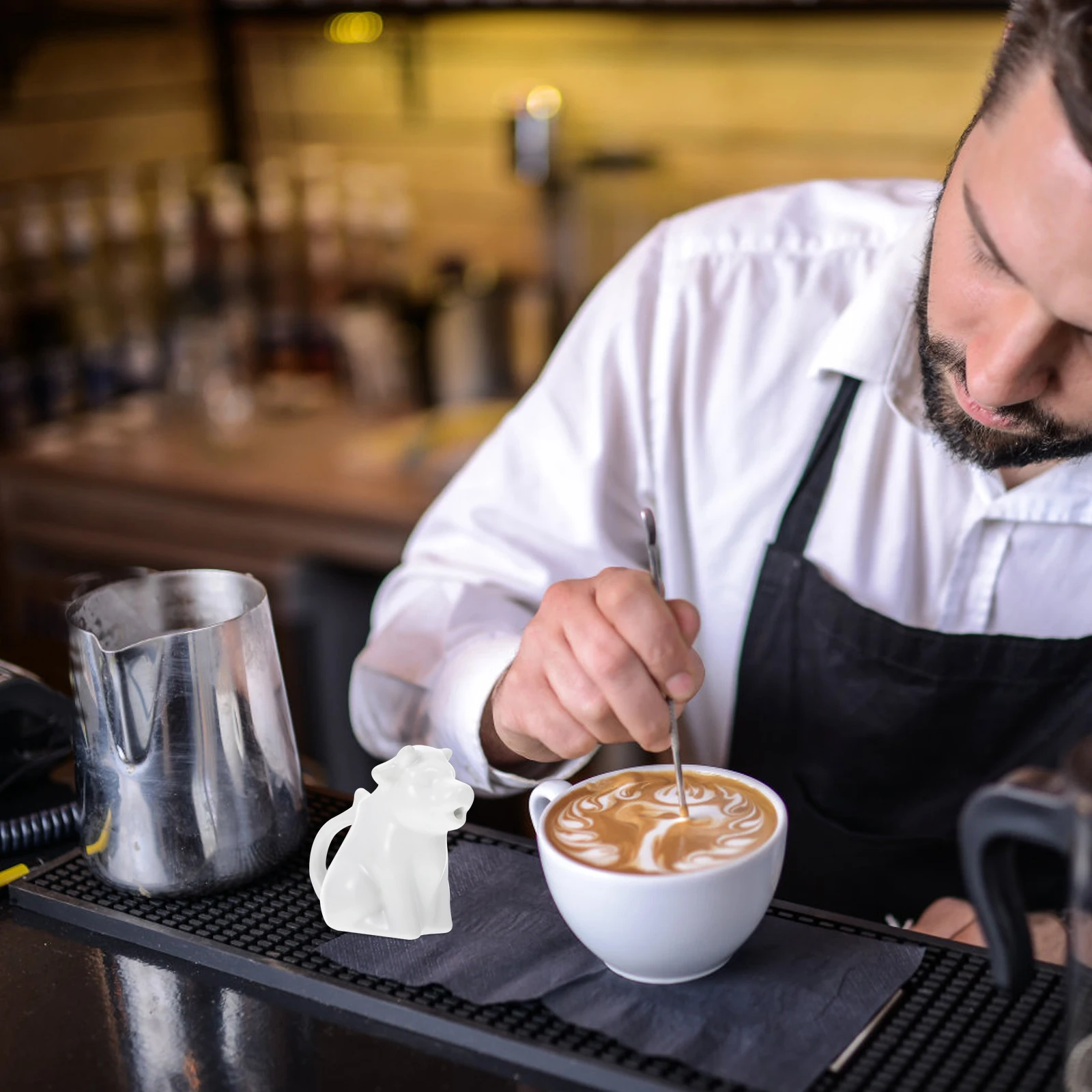 

Ceramic Milk Pitcher with Unique Spout Animal Style Coffee Frothing Cup Compact Size for Juice Cream Serving Kitchen Essential