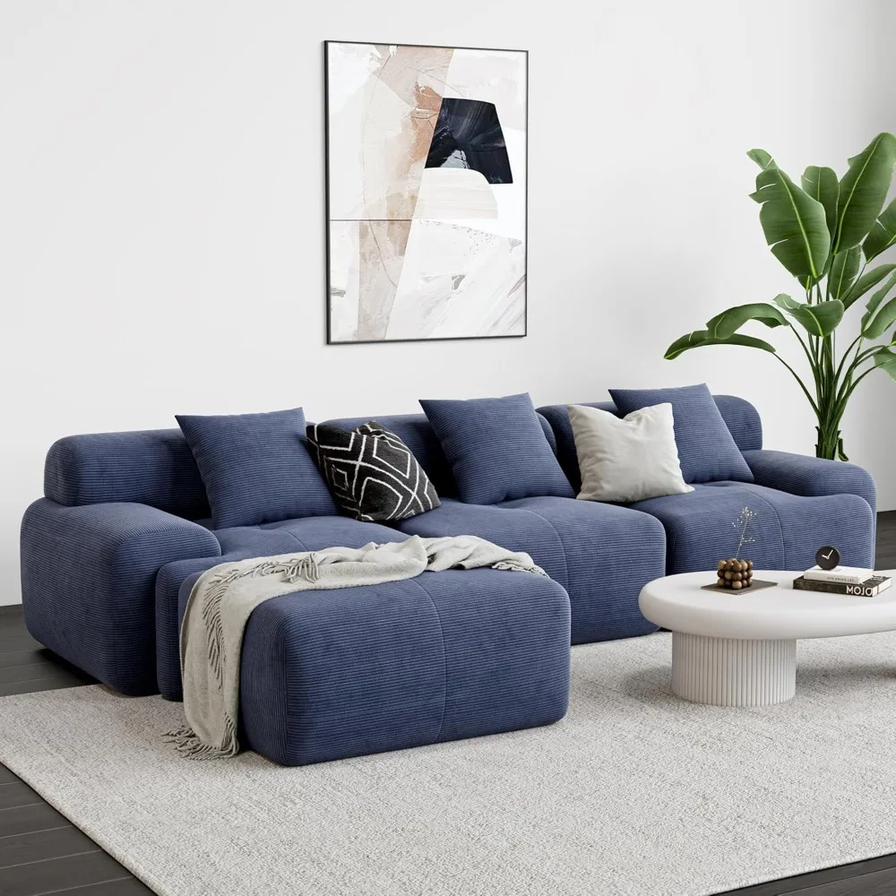 

118" Modern L-Shaped Modular Sectional Sofa for Living Room, Oversized 3-Seater Cloud Boneless Couch with Deep Seat and Movable