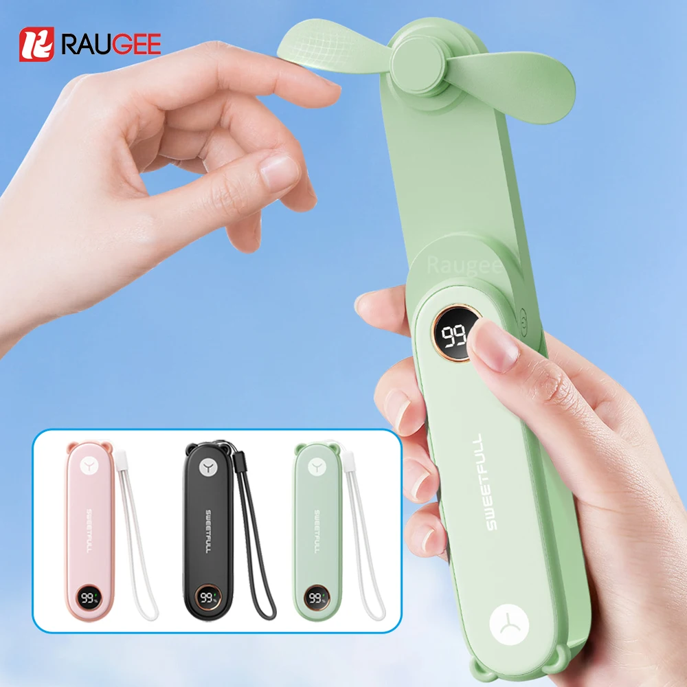 

Mini Fan Handheld Portable Small Fan USB Rechargeable Foldable Hand Held Fans With LED Light Folding Pocket Fan For Outdoors