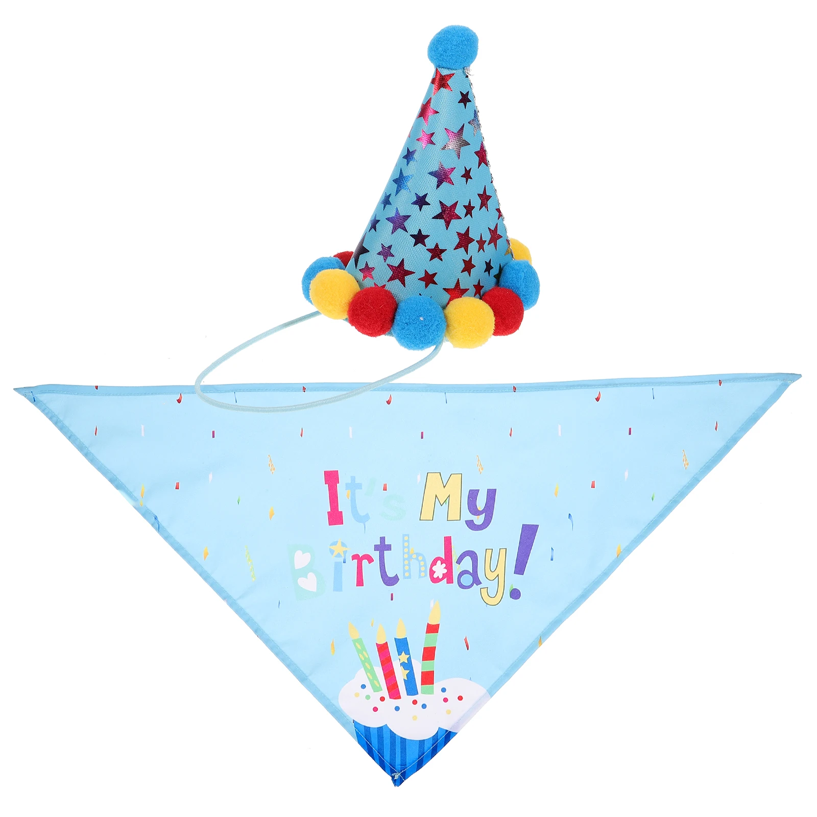 

Birthday Set Party Supplies Adjustable Necklace Collar Bib Hat Pet Accessories Dog Collar Decor Pet Necklace Decor Dog Party Hat