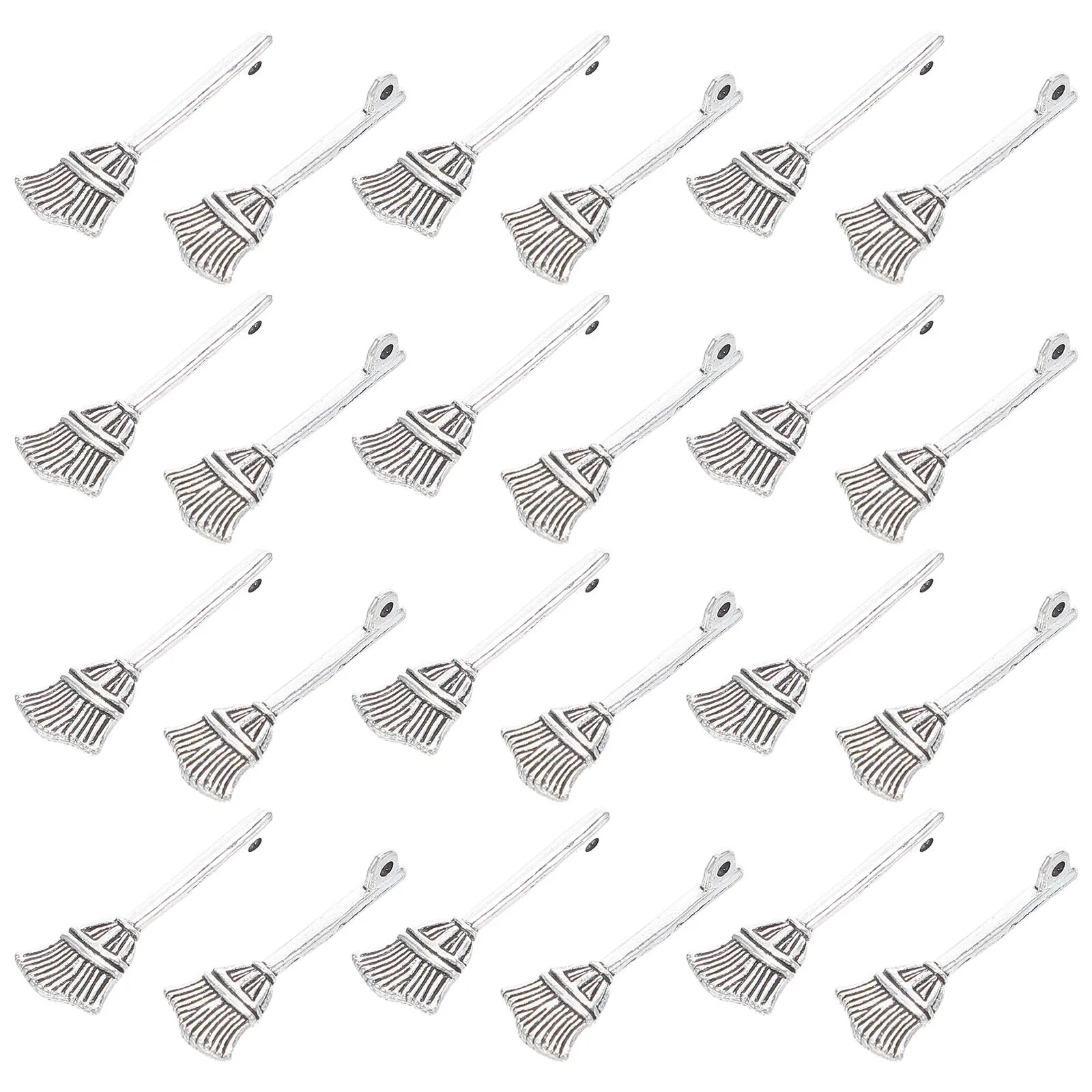 

200Pcs Vintage Halloween Broom Charms Alloy Mini Broom Pendants for DIY Jewelry Making Bracelets Necklaces Earrings
