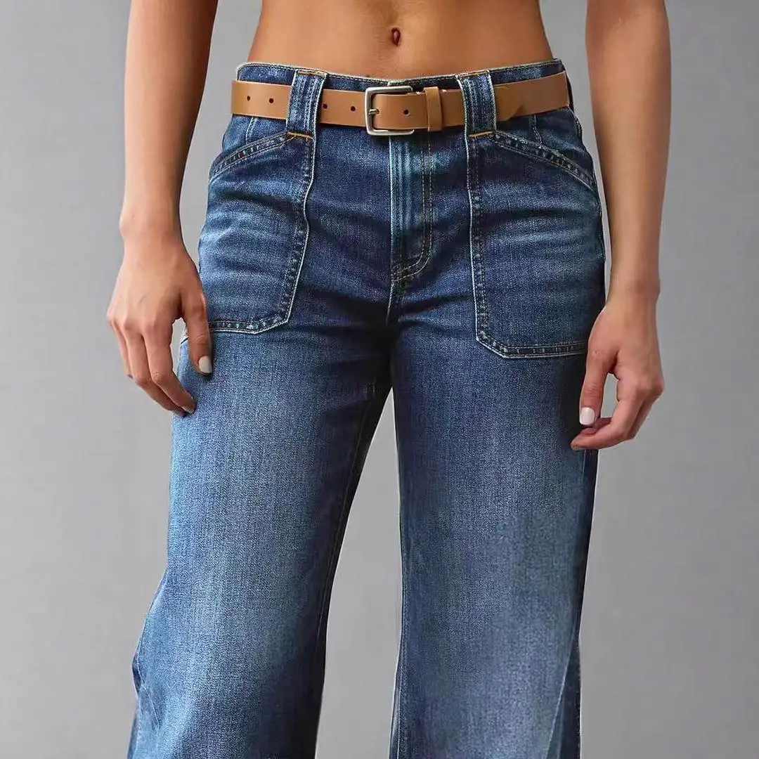 Jean en Denim évasé pour femmes, Slim, taille haute, en coton, extensible, bleu, européen, taille européenne, grande taille