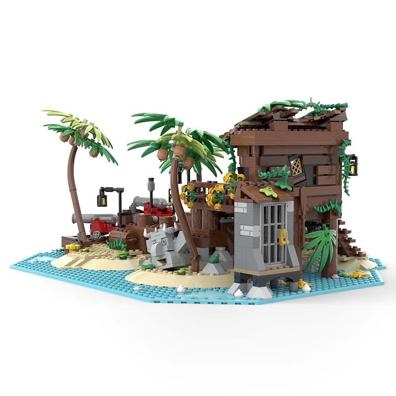 New 878PCS medieval Pirate Series Pirate Island Cabin model DIY creative ideas child Toy birthday Gift building blocks MOC-21322