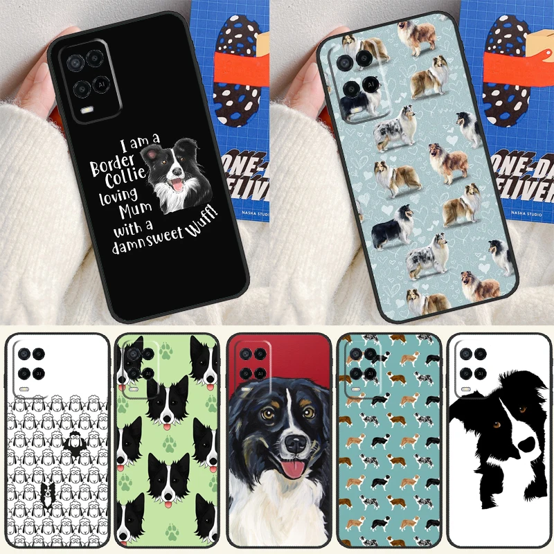 Cartoon Border Collie Case For Oppo A96 A76 A16 A74 A94 A54 S A57 A77 A58 A78 A98 A5 A9 A91 A15 A17 A52 A72 Cover