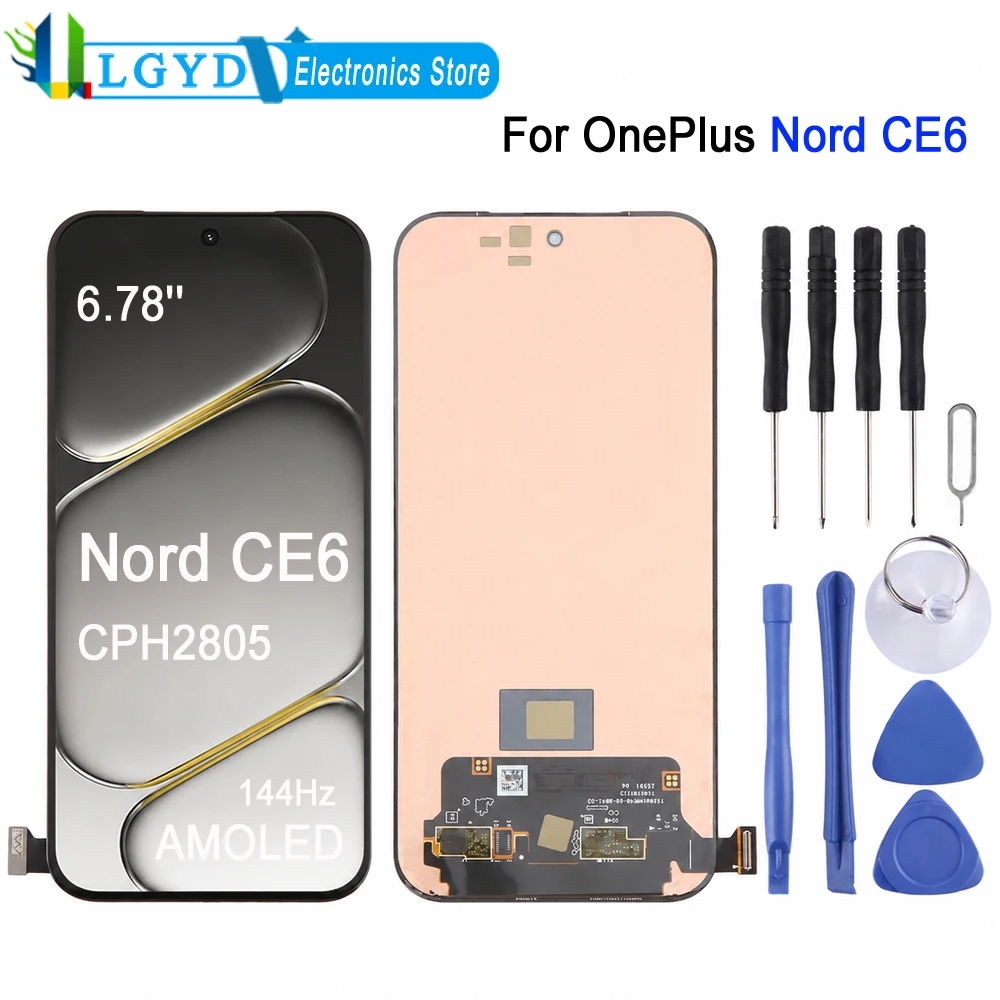 6.78-inch 144Hz AMOLED Screen For OnePlus Nord CE6 5G, CPH2805 Phone Display Touch Screen Repair Replacement Spare Part