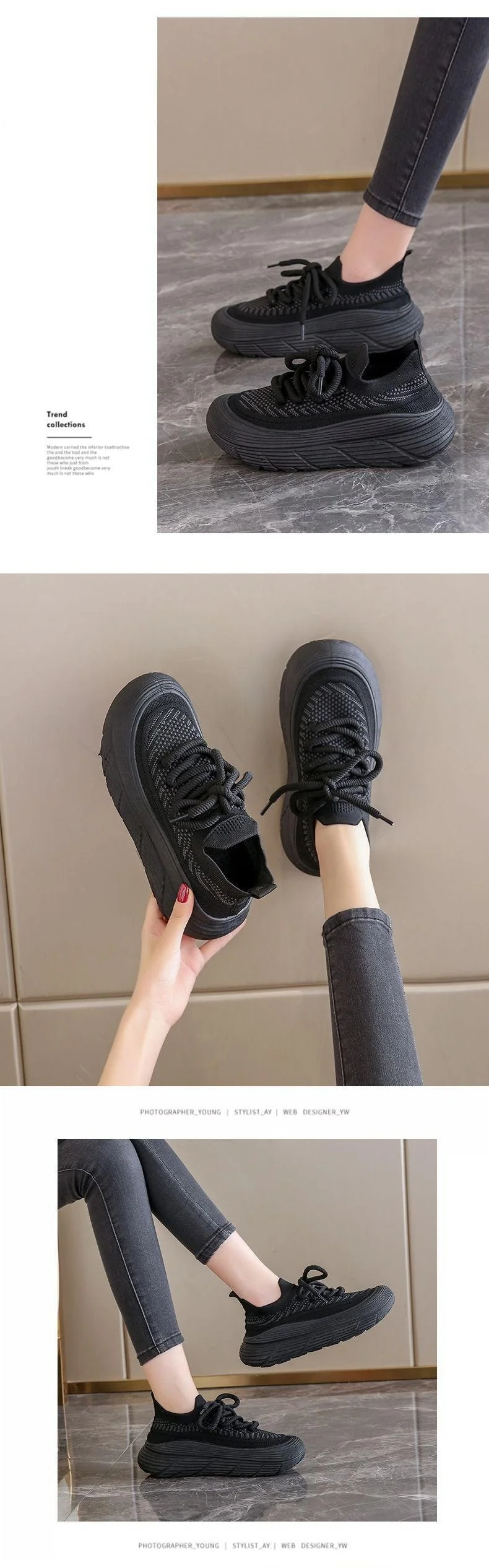 Sommerliche atmungsaktive Mesh-Strick-Socken-Sneaker für Damen mit Wellensohle, dicker Plateauhöhe, leichtgewichtig, lässig, zum Gehen und für den Sport – Detail 4