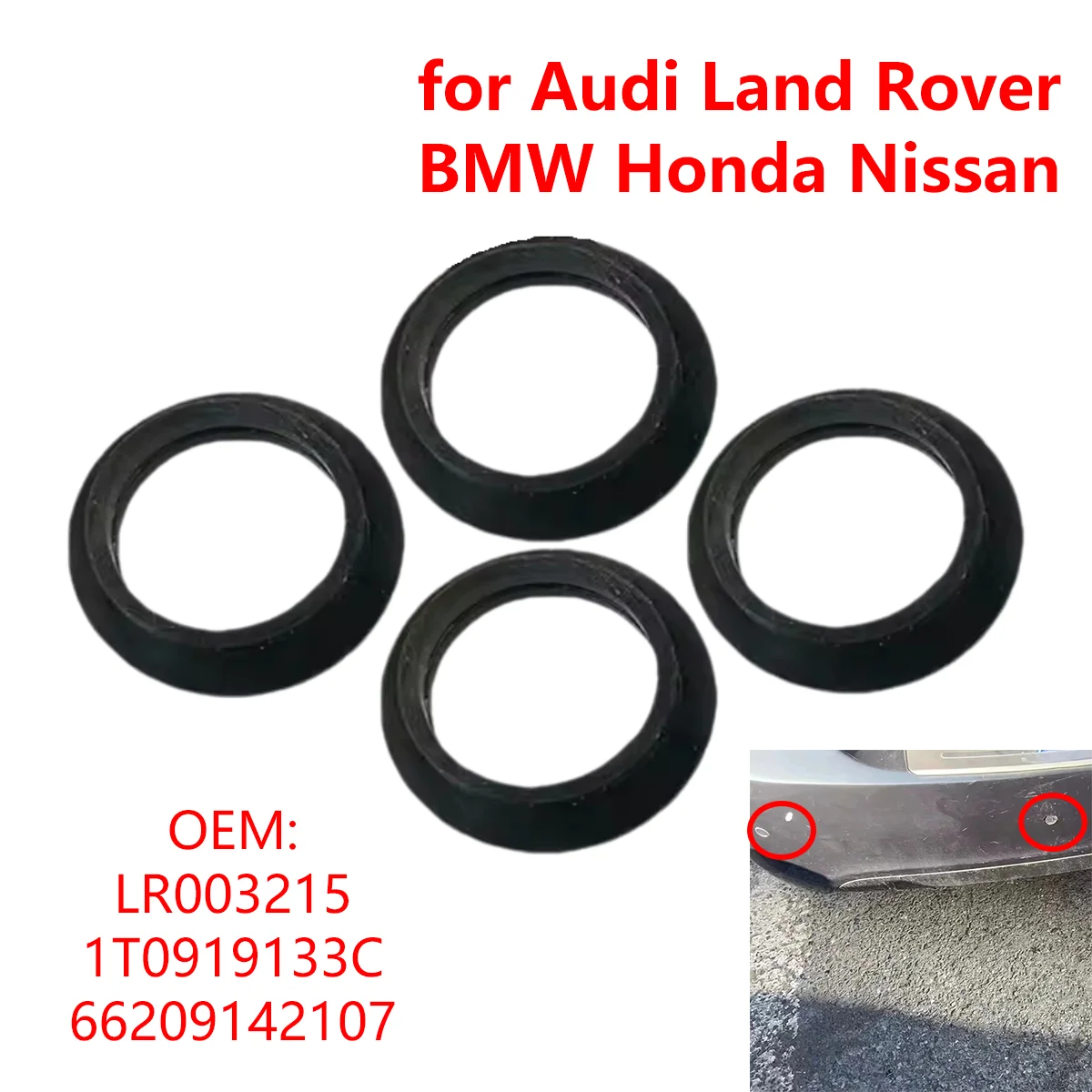 4Pcs 66209142107 Universal Car Parking Sensor Rubber Seal O-Ring for Audi Land Rover BMW Honda Nissan Mercedes-Benz