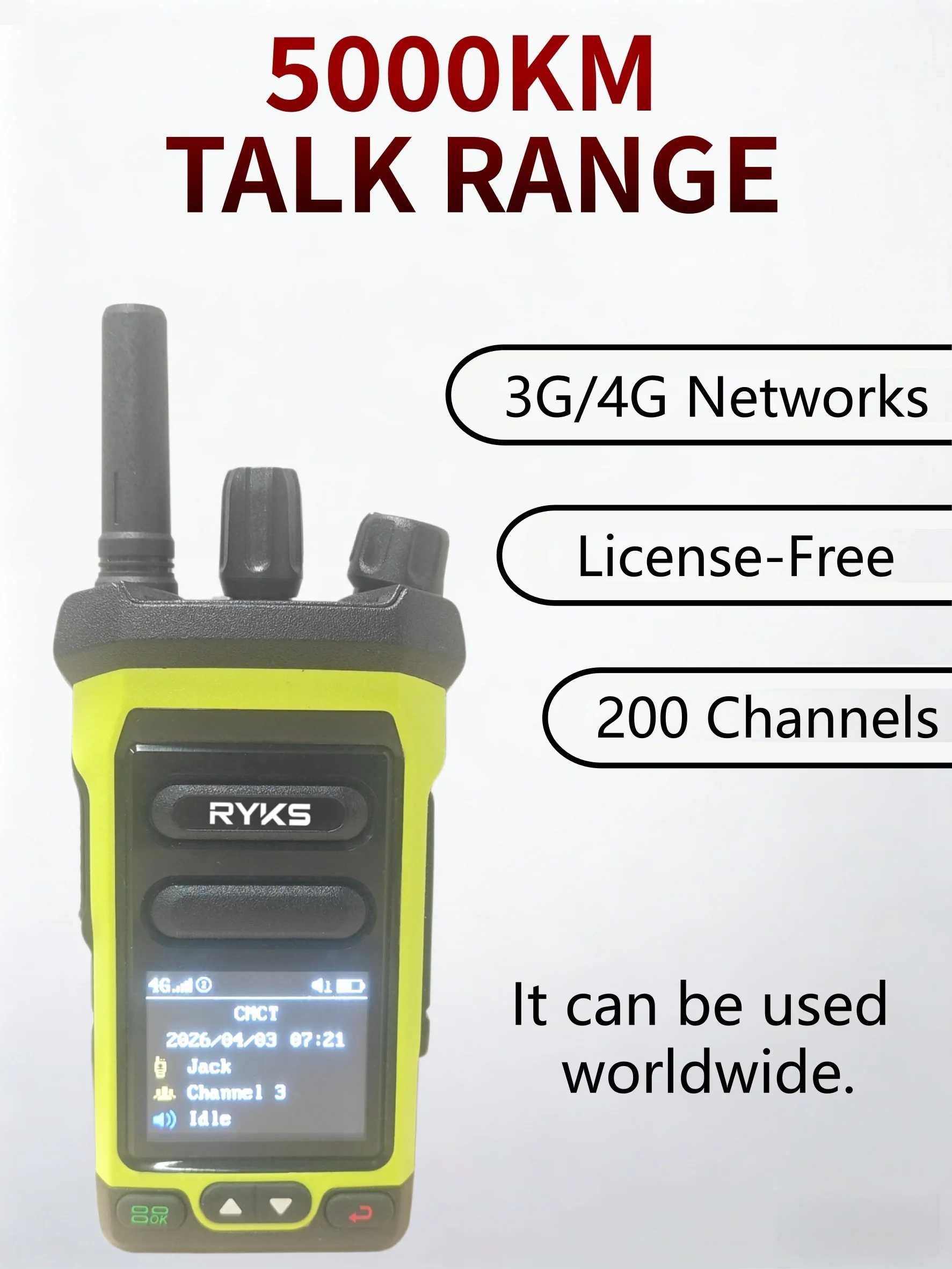 Global Walkie Talkie 10000Km Range Poc Radio 4G Global With 2250Mah Type-C Charger For Hiking