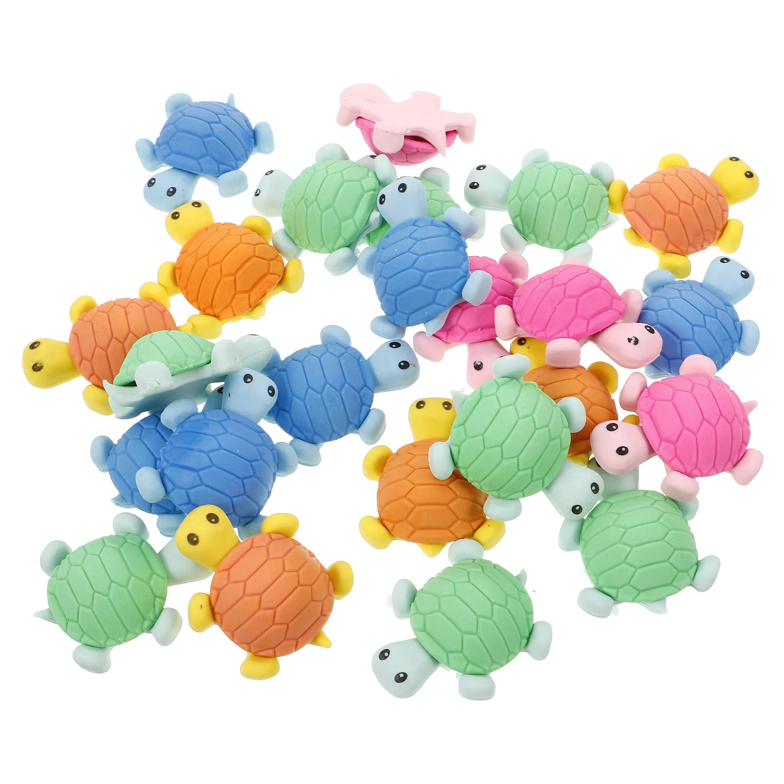 

24pcs Cartoon Eraser Cute Tortoise Shaped Rubber for School Children Stationery Supplies Mixed Colors Easy to Use