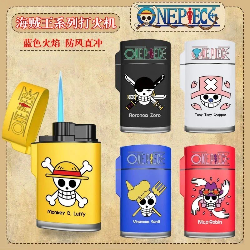 One Piece King Luffy Chopper Brookshanzhi anti-fall blue straight flame cartoon creative anime windproof lighter for boyfriend