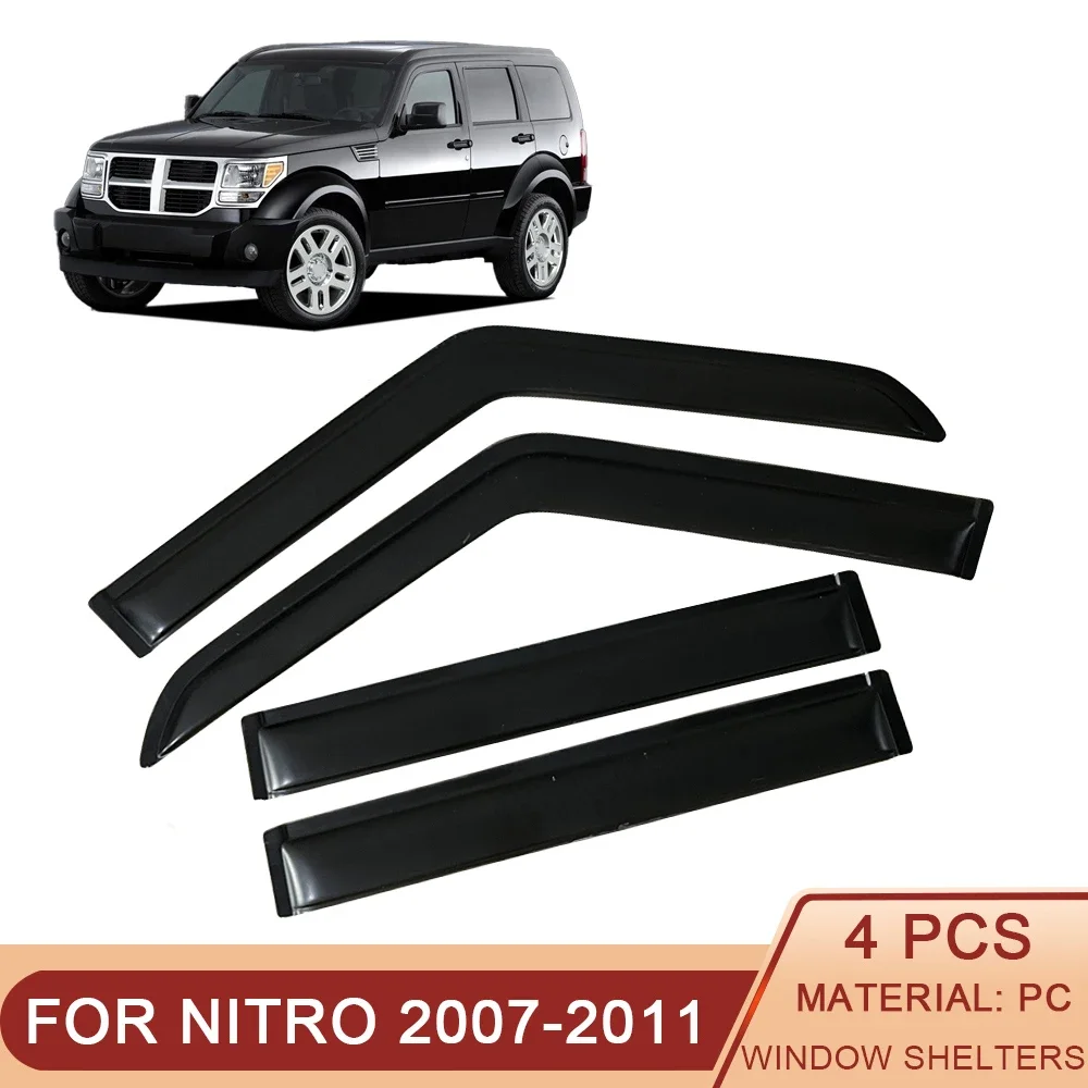 For Dodge Nitro 2007-2011 Auto Side Window Wind Deflectors Visors Black Rain Guard Door Visor Vent Shades Dark Smoke Ventvisor