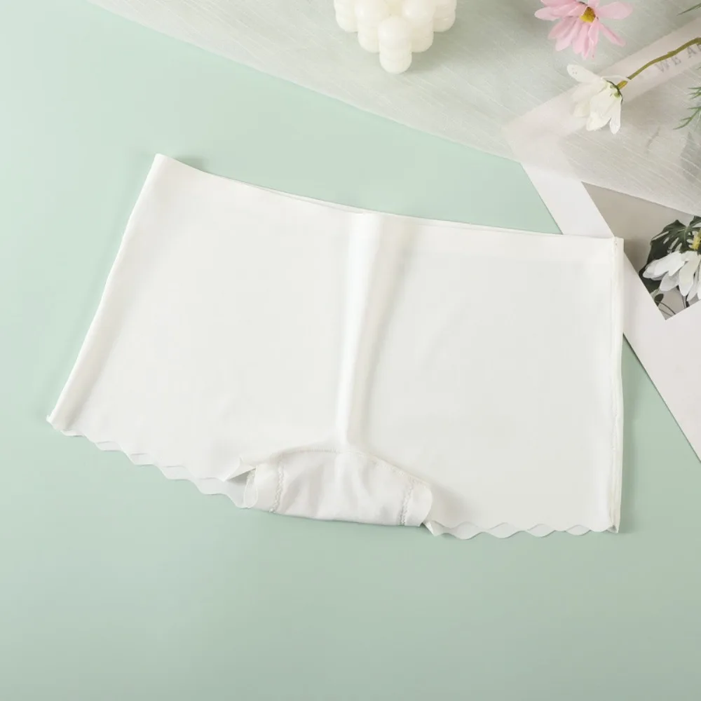 

New Cotton Crotch Ice Silk Panties Anti Rub Comfort Safety Shorts Thin Wave Pattern Seamless Underwear Summer