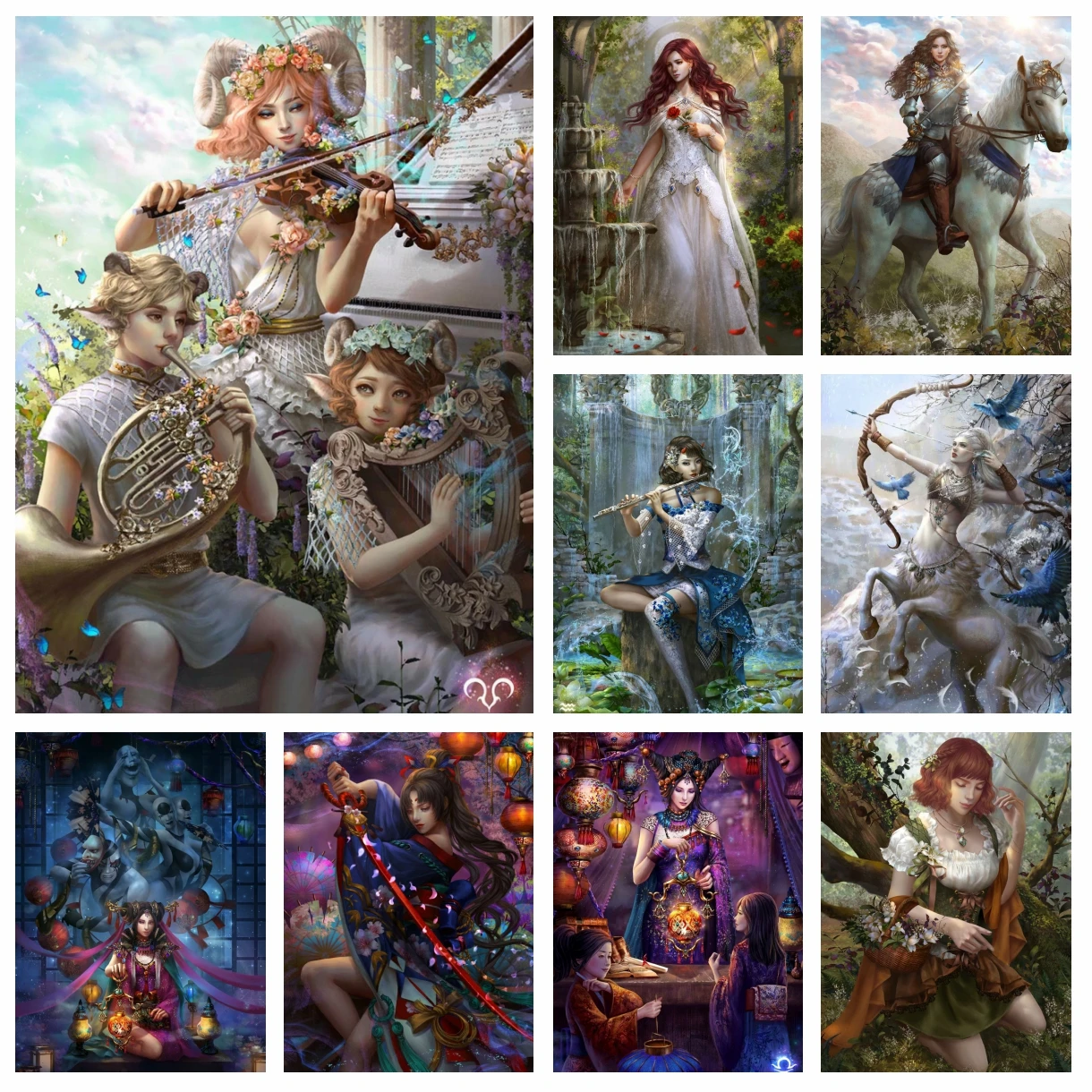 

5D Hoanglap Artwork Diamond Painting Fantasy Vintage Woman Princess Elf Art Cross Stitch Embroidery Picture Mosaic Bedroom Decor