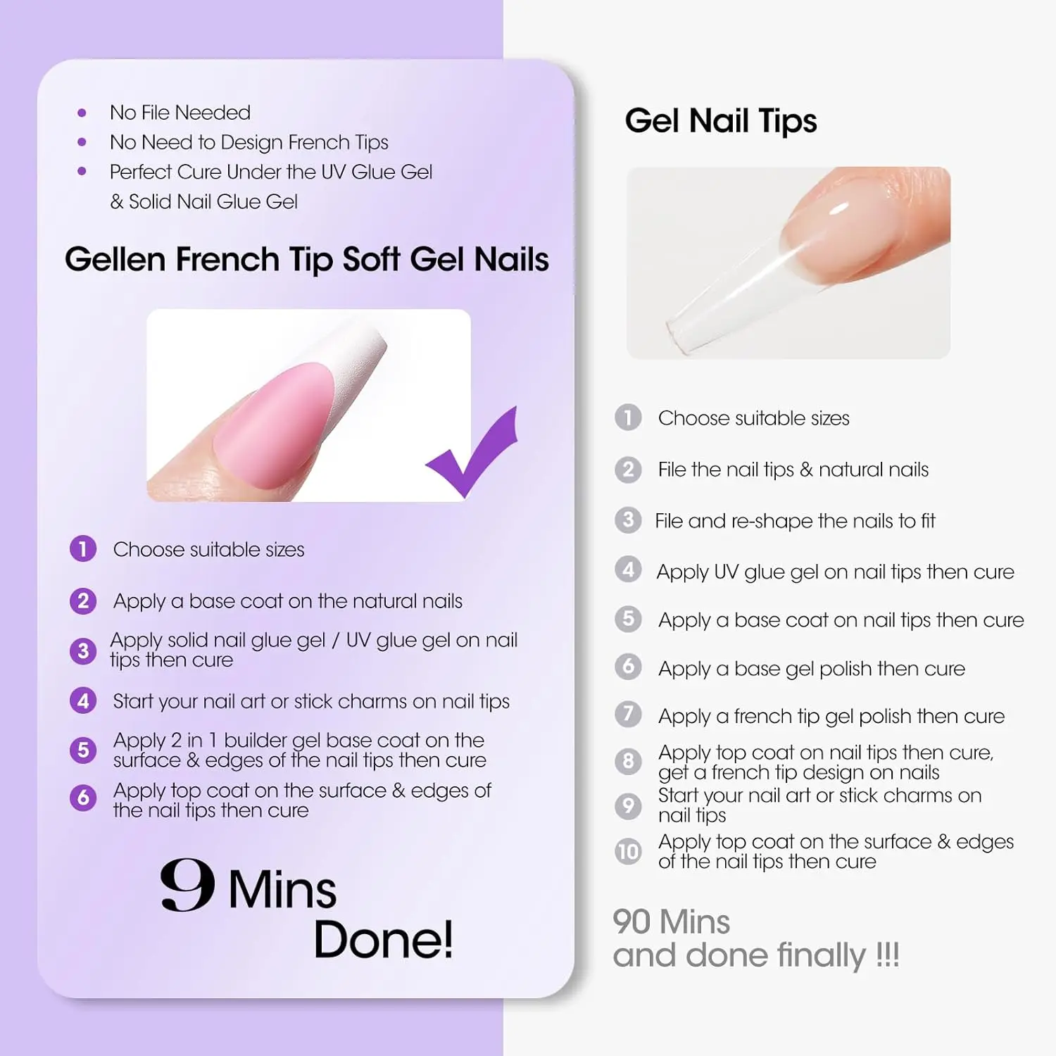 Gellen 240 قطعة جل الفرنسية تلميح طقم أظافر مجموعة كاملة الأشعة فوق البنفسجية LED مصباح هلام ملحقات الأظافر قاعدة معطف معطف فوقي الصلبة مسمار الغراء