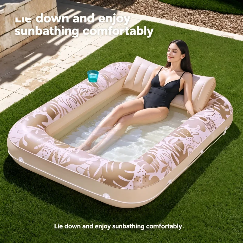 

Platinum Sun Pool Inflatable Tanning Pool Lounger for Adults Large Sun Tan Tub Inflatable Float Bed Pool Relaxing Pool Float for