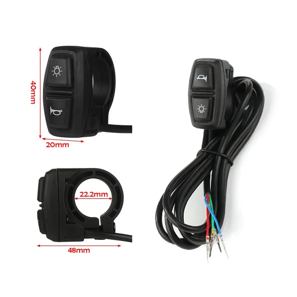 

Electric Bike Scooter Light Switch 12V-84V Motorcycle Button Turn Signal Light Control Switch Three-in-One Bicycle Horn Switch