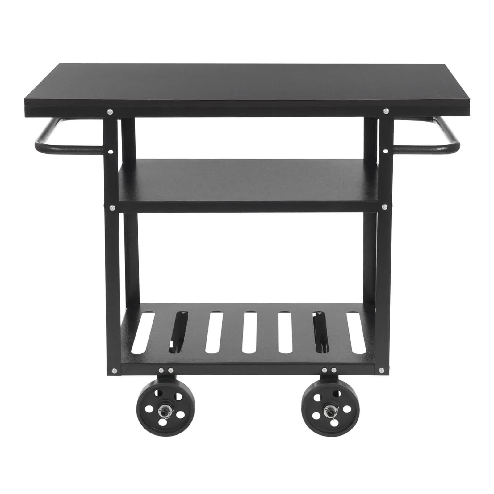 3-х уровневая винтажная тележка на колесиках, промышленная мобильная сервировочная тележка, кофейная станция с ручкой (черный)