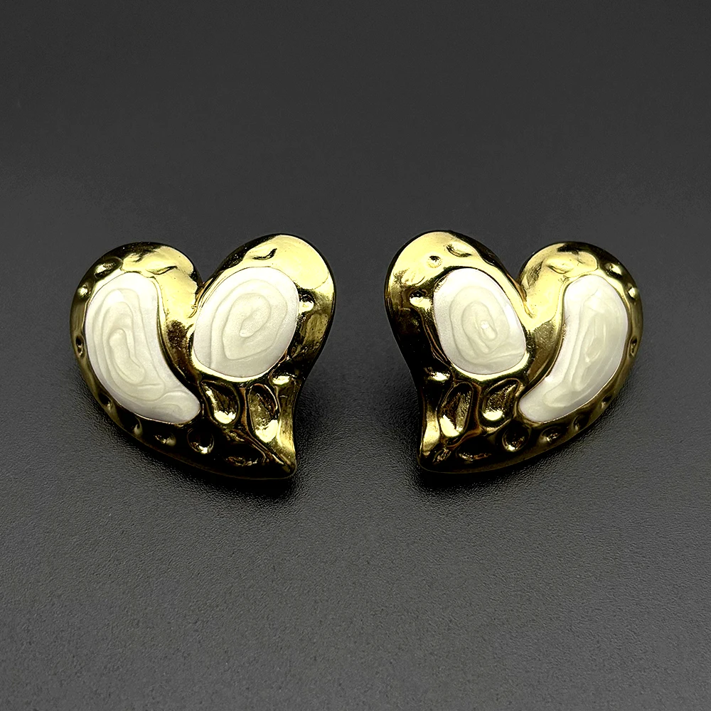 

New Design Heart Love Earrings For Women Men Stainless Steel Gold Color Female Charm Wedding Ear Decor Jewelry Valentine's Day