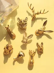 1 PC Animals  Shaped Brass Cabinet Handles Gold Rabbit Drawer Knobs Home Decor Wardrobe Dresser Pulls Creative Furniture Handles